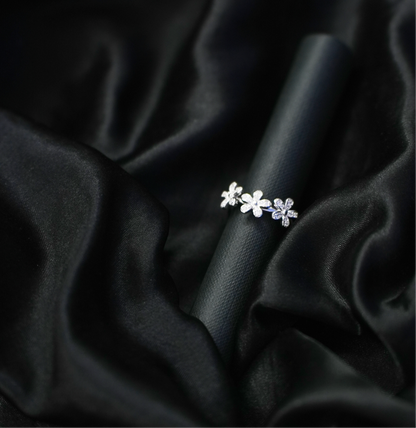 Midnight Bloom Silver Ring
