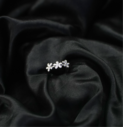 Midnight Bloom Silver Ring